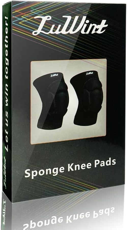 Luwint Protective Thick Sponge Knee Pads Knee Brace - High Elastic Non-Slip Basketball Volleyball Knee Sleeves Support for Gardening Weightlifting Running Gym Yoga, 1 Pair Unisex : Industrial & Scientific