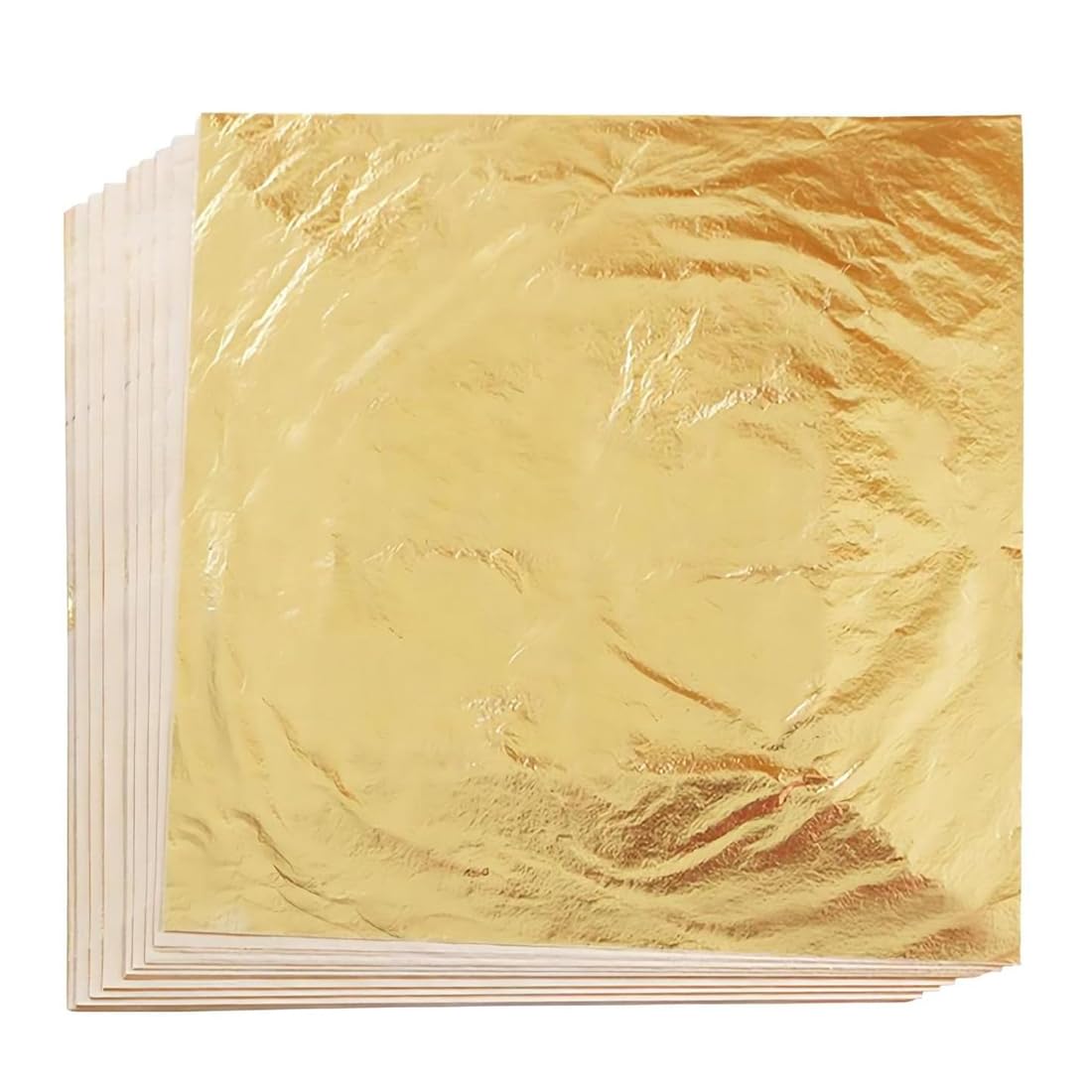 ZKSXOA 100 Imitation Gold Leaf Sheets 14 x 14 cm Gold Leaf for Art, Gilding, Crafting, Paintings, Home Furniture Decoration, Nail & DIY Arts Projects