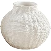 Mud Pie Woven Ceramic Round Vase, Small, 6.0" x 6.5"