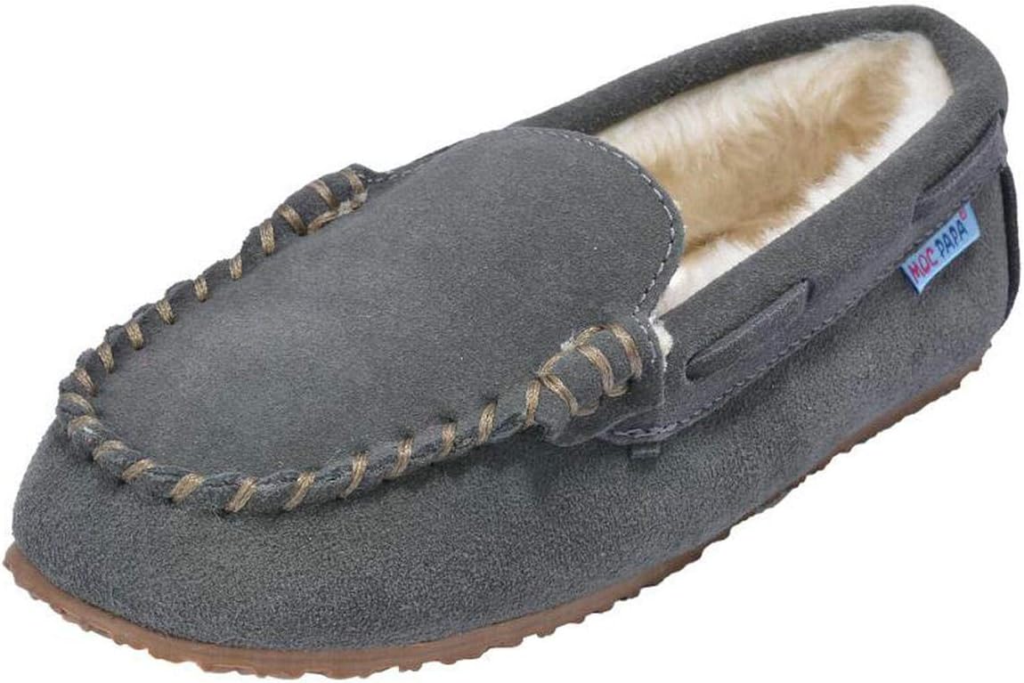 MOC PAPA Girls Boys Classic Suede Leather Moccasin Slipper
