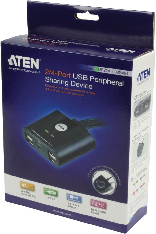 ATEN USB 2.0 4 Port Peripheral Sharing Switch US224, USB 2.0 compliant, support Windows, Linux,Mac and Sun - Image 5