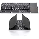 Foldable Bluetooth Keyboard, Wireless Portable Keyboard with Touchpad, Rechargeable Pocket-Sized for iOS,Android, Windows Devices -Space Gray
