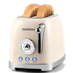 CUSIMAX Toaster 2 Slice with Extra Wide Slots for