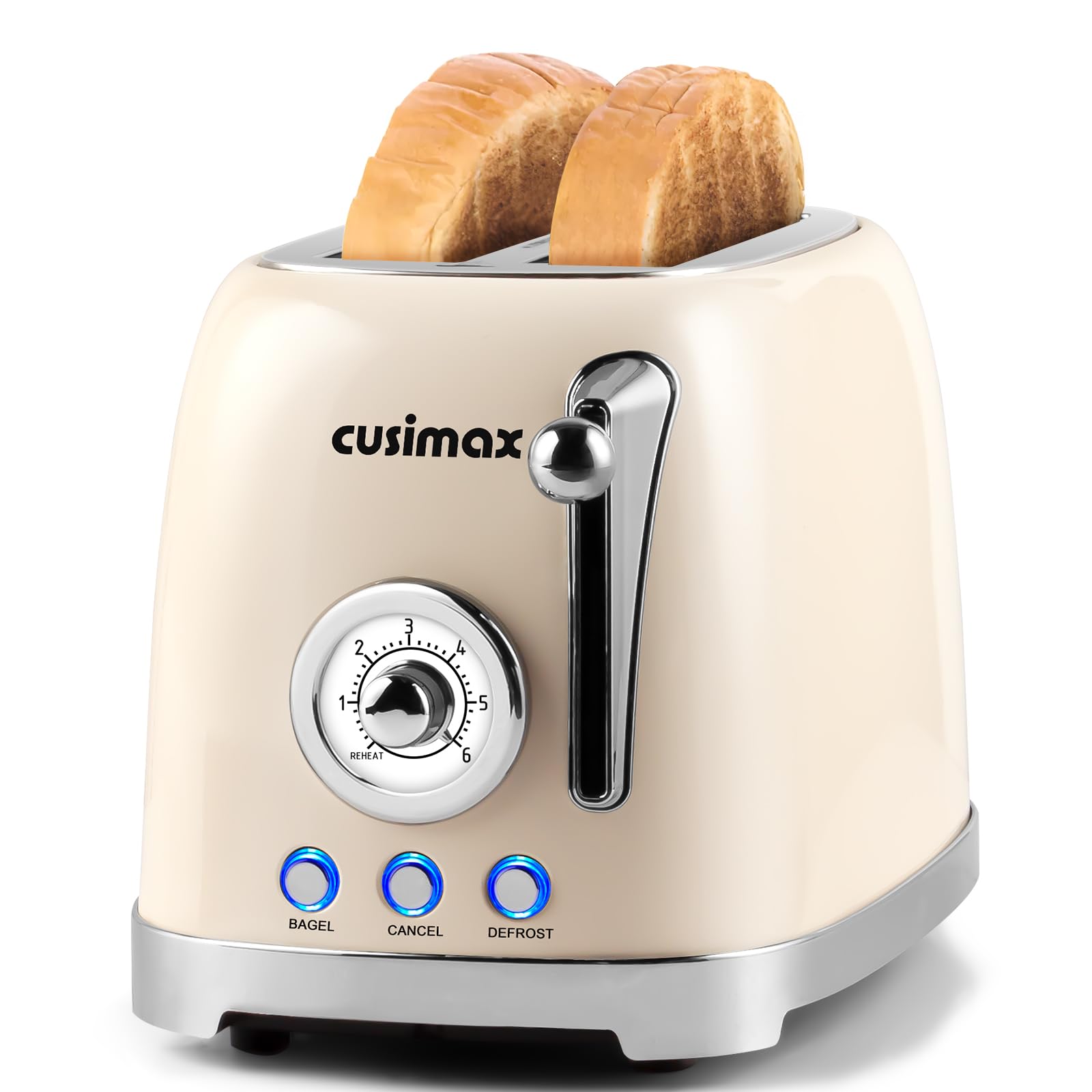 CUSIMAX Toaster 2 Slice with Extra Wide Slots for