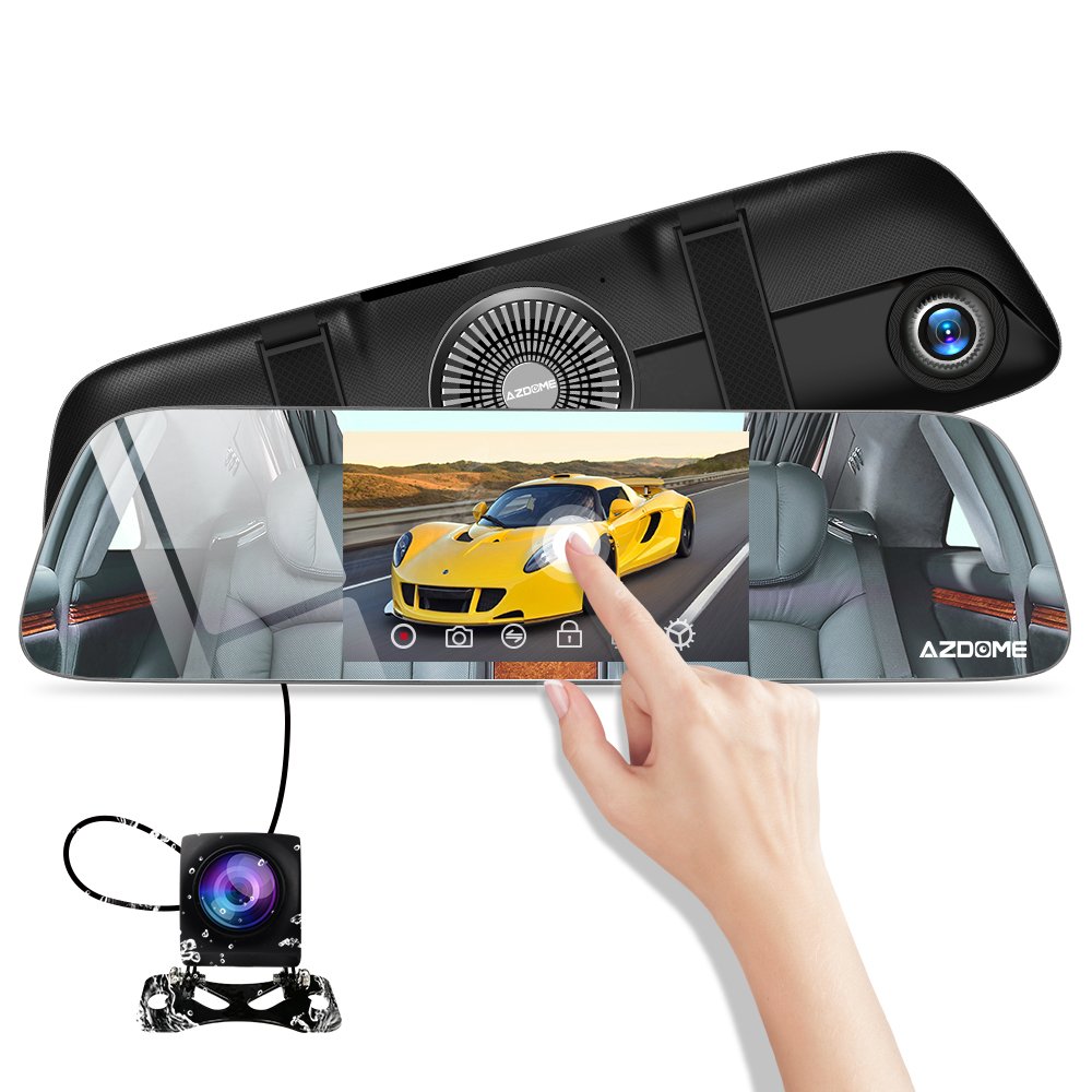Mirror Dash Cam 5.5" IPS 1080P FHD Touch Screen Dual Lens Car Camera,720P AHD Backup Reverse Camera 170 Degree Wide Angle with G-Sensor,Super Night Vision,Parking Monitor,Loop Recording