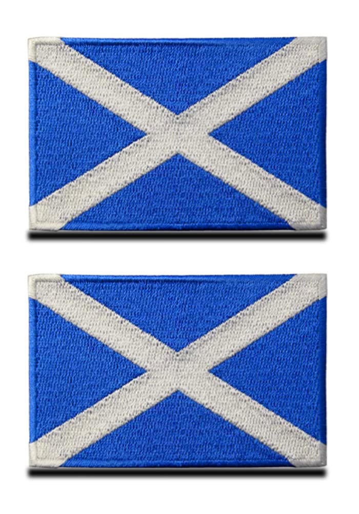 2 Pcs United Kingdom Great Britain Scotland Scottish Patch Hook and Loop Embroidered National Emblem Patch for Football Billiards Jersey Team Work Clothes Backpack Caps Travel Tactical(Blue)