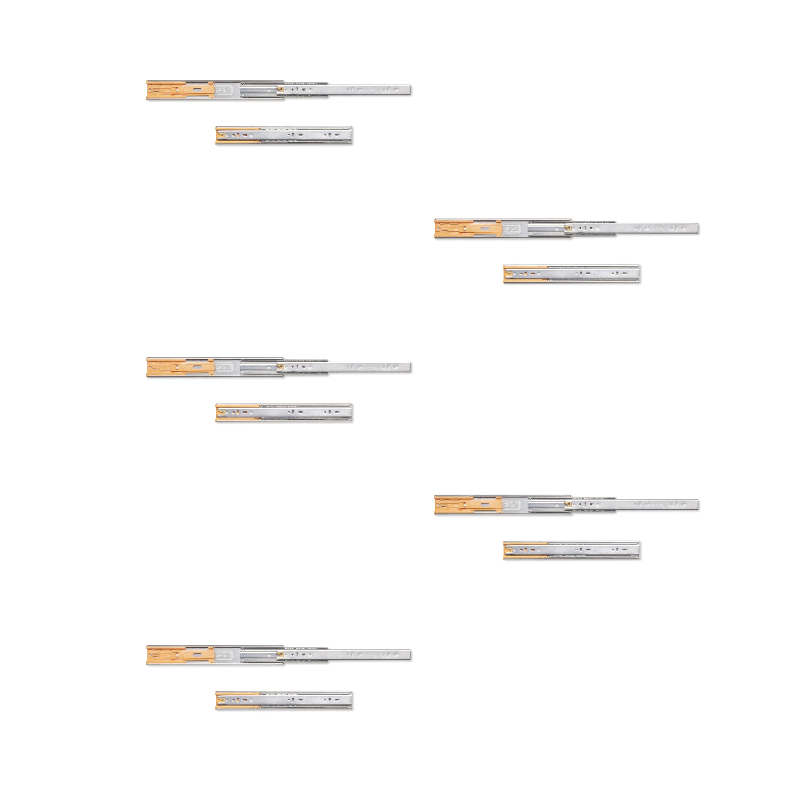 Emuca - Ball bearing drawer slides 45x300mm (1,77x,11,8 inch), Set of 5 pairs of full extension drawer runners with soft closing