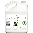 KinRose Care Organic Aloe Vera Gel Bulk - Half Gallon - for Face, Skin, Hair & Sunburn Relief From 100 Percent Pure Aloe Vera - Cold Pressed, Vegan, Unscented - Made in USA (64 Fl Oz)