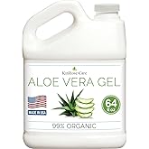 KinRose Care Organic Aloe Vera Gel Bulk - Half Gallon - for Face, Skin, Hair & Sunburn Relief From 100 Percent Pure Aloe Vera - Cold Pressed, Vegan, Unscented - Made in USA (64 Fl Oz)