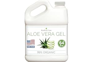 KinRose Care Organic Aloe Vera Gel Bulk - Half Gallon - for Face, Skin, Hair & Sunburn Relief From 100 Percent Pure Aloe Vera - Cold Pressed, Vegan, Unscented - Made in USA (64 Fl Oz)