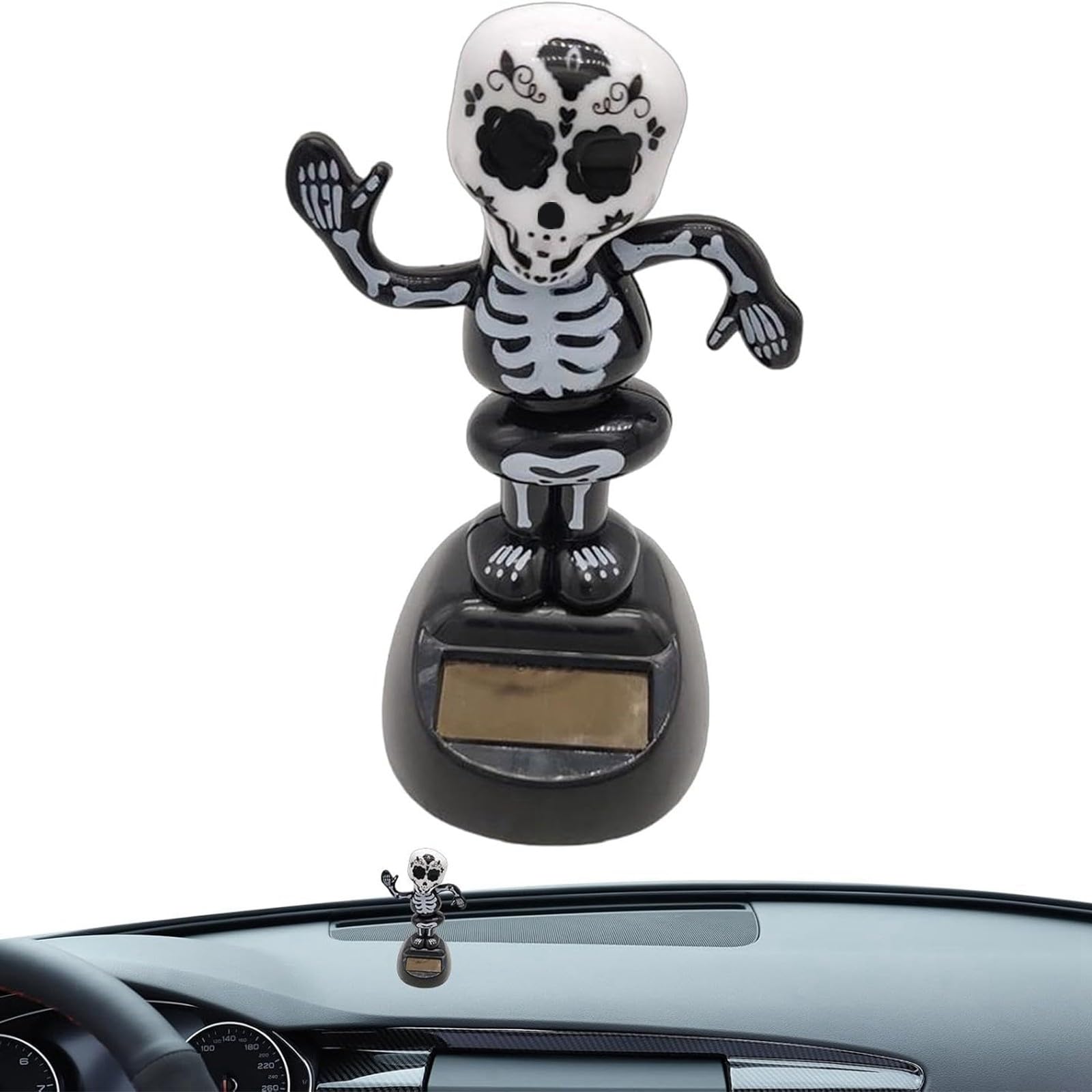Dancing Skeleton Car Dashboard Decoration 2024 Halloween Solar Dancing Toy Skeleton Bobblehead Doll Halloween Decoration