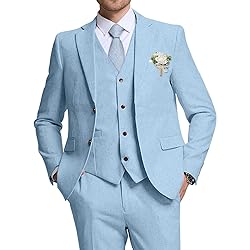 High-End Suits Retro Blue Linen Suit for Men Casual