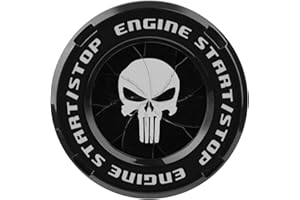 EPOCHHIKE The Punisher Avenger Rotary Push Start Button Cover, Car Accessories Engine Start Stop Button Cover, Motorcycle Ignition Key Switch Cover, Anti Scratch Car Button Decoration Ring (Black)