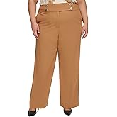 Calvin Klein Women's Plus Size High-Rise Wide-Leg Lux Pants (Luggage, 22W)