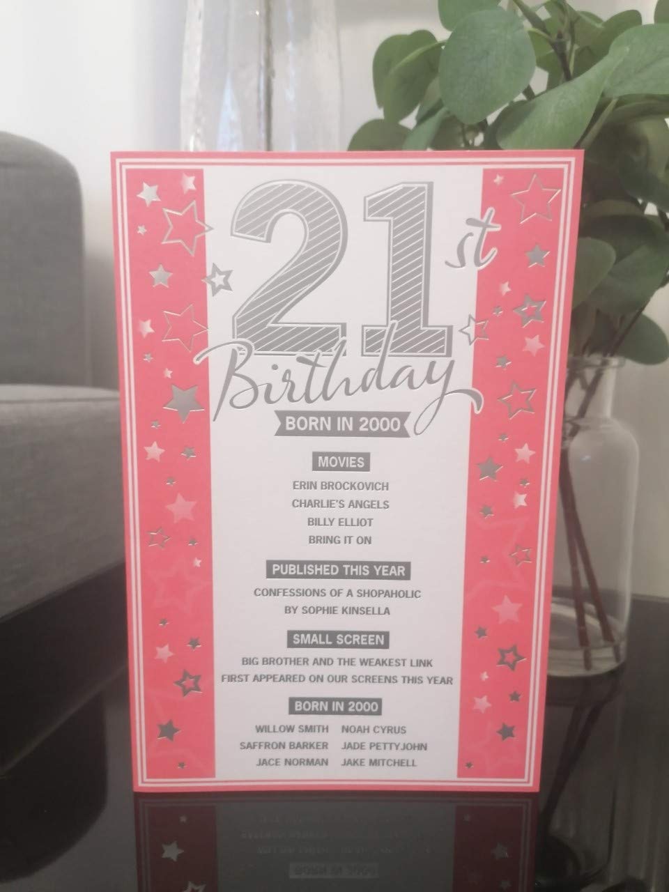 AGE 21 FEMALE 21ST BIRTHDAY BORN IN 2000 ON THIS YEAR HIGHLIGHTS KEEPSAKE CARD (NEW FOR 2021)
