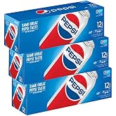 Pepsi Soda, Fridge Pack Bundle, 12 fl oz, 36 Cans (Packaging May Vary)
