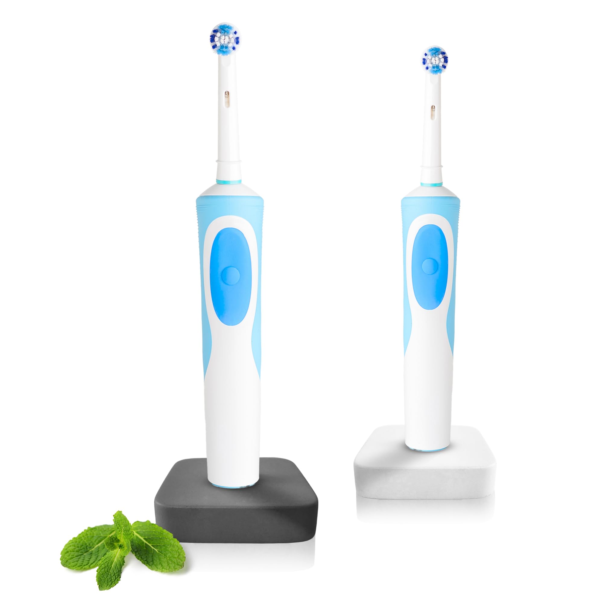 DABBLU Toothbrush Holder, Modern Design for Your Oral B Electric Toothbrush, Non-Slip Pads, Robust Concrete Construction, Tidy and Elegance for Your Bathroom, Grey & White