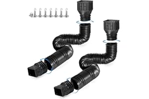 RODNSURW 2 Pack Flexible Rain Gutter Downspout Extensions,Drain Downspout Extender,Gutter Extension Flexible,Down Spout Drain Extension Pipes,Extendable from 21 to 60 Inches (Black)