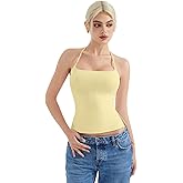 SUUKSESS Women Halter Double Lined Tank Top Backless Going Out Camisole Crop Top