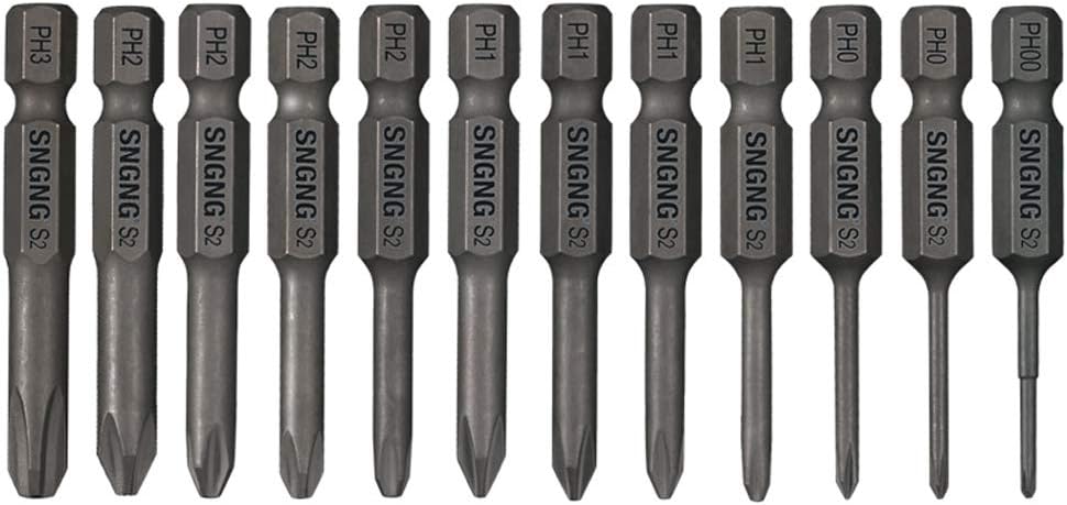 12pcs Phillips Bit Set 50mm/2 inch Long Quick Release Shank Magnetic Professional Screwdriver Bit set Perfect for Production Workshop