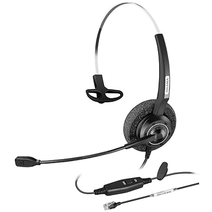 Arama Schnurgebunden Telefon Headset Mono Ohr, Kopfhörer RJ9 Headset mit Rauschunterdrückung Noise Cancelling Mikrofon für Ye
