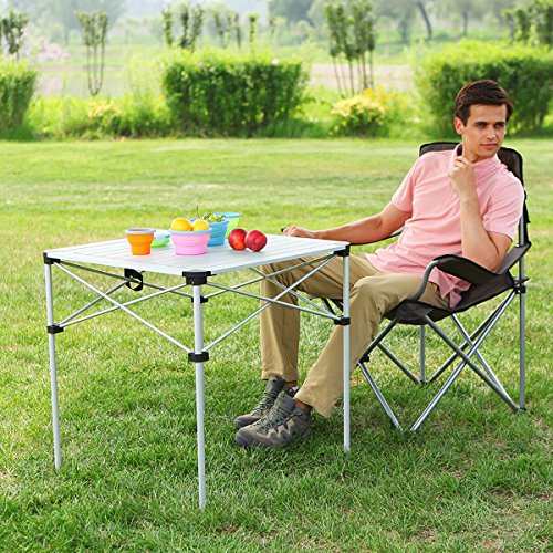 KingCamp Camping Table Folding Aluminum Roll Up Top Collapsible