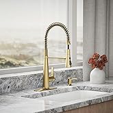 KOHLER K-REC22745-SD-2MB Semi-Professional Kitchen Sink Faucets with Soap Dispenser, Commercial Kitchen Faucets with Pull Down Sprayer, Vibrant Brushed Moderne Brass