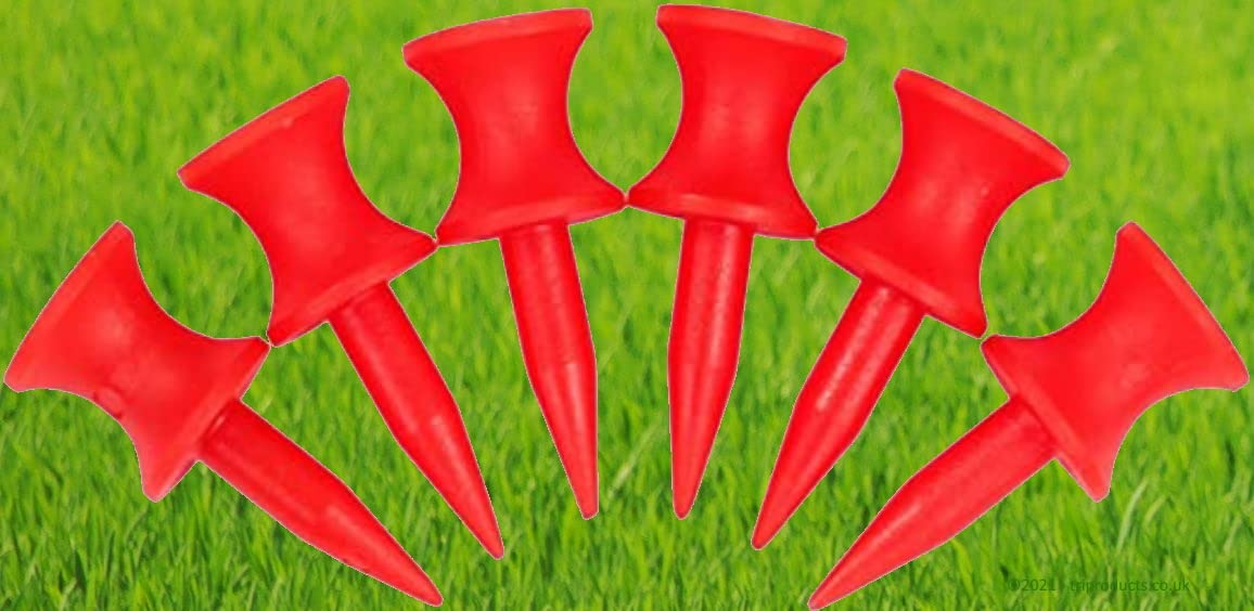 Great Value 100 Pack Golf Tees Graduated Castle Golf Tees Plastic (Red - 32mm)