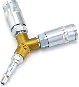 QWORK 1/4 BSP Airline Y Splitter Quick Release Coupler Male Female view 5
