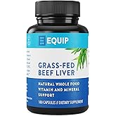 Equip Foods Grass-Fed Beef Liver | Natural Desiccated Beef Liver Supplement | Support Heart Health, Brain Function, Digestion, Metabolism, Immunity, Detoxification | 180 Capsules, 30 Servings