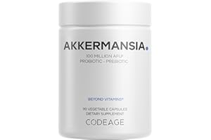 Codeage Akkermansia Muciniphila Probiotic Supplement - 3-Month Supply of Akkermansia & Chicory Inulin - Daily Synbiotic Probiotic Chicory Root - 100 Million AFUs - Gluten-Free - 90 Capsules