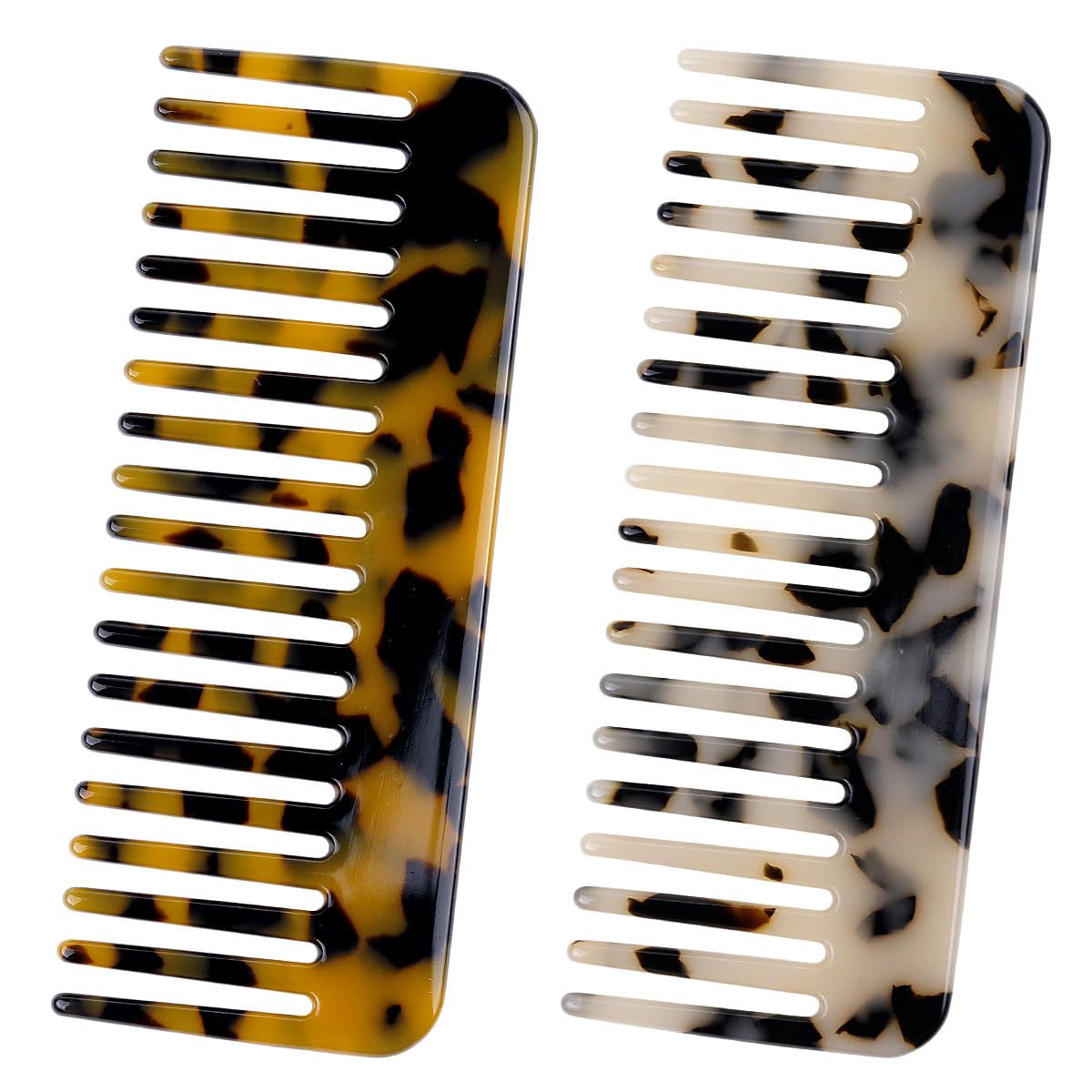 Photo 1 of 2 Pieces Mini Hair Detangling Comb Wide Tooth Comb Tortoise Cellulose Acetate Anti-static Hair Styling Combs (Without Handle)