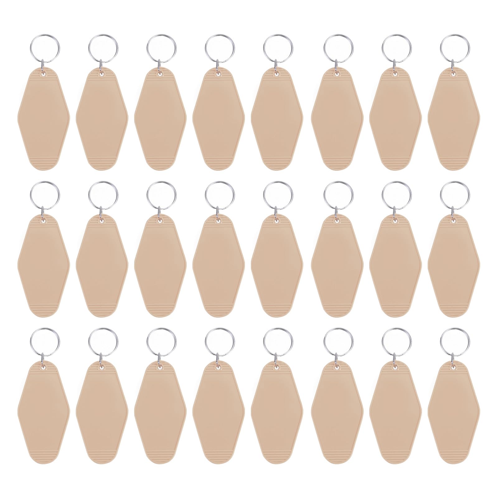 PATIKIL Vintage Motel Keychain, 24 Pack Blank Hotel Keychains Rhombus Retro Key Tag for DIY Crafts Ornament Backpack Luggage Labels Tags, Khaki
