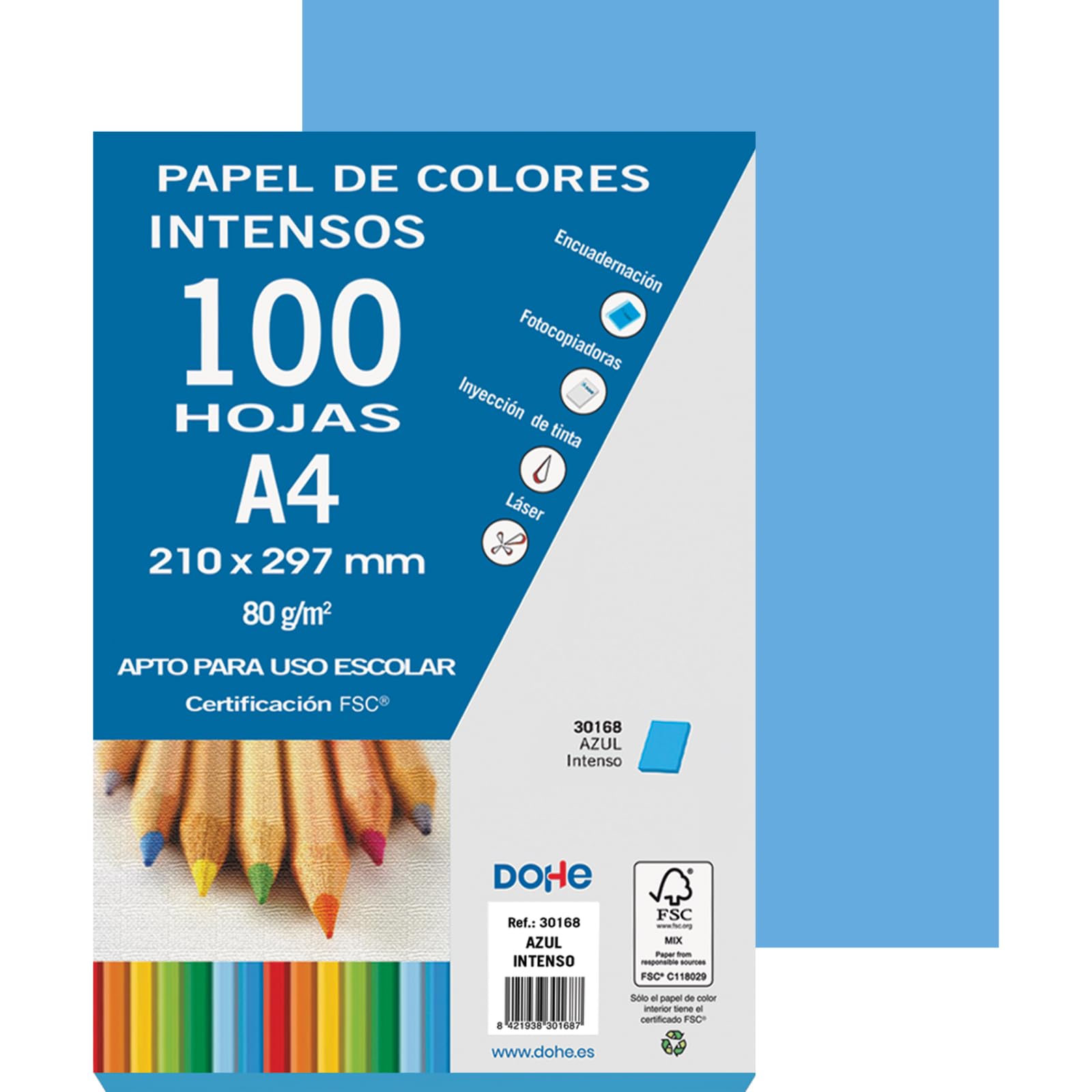Dohe - Pack of 100 Papers A4, 80 g., Deep Blue - FSC Mix AEN-COC-000243