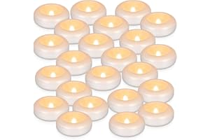 CAKETYCG 24Pack Waterproof Flameless Floating Tealights, 120+Hour Warm White Battery Flickering LED Tea Lights Candles - Wedding, Party, Centerpiece, Pool & SPA.