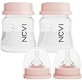 NCVI Baby Bottles Compatible with NCVI Breast Pump 8782/8780-2, Breast Milk Storage Bottles with Nipples and Travel Caps, Anti-Colic, BPA Free, 4.7oz/140ml, 2 Count