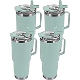 HASLE OUTFITTERS 30oz Tumbler Bulk with Handle, Insulated Travel Coffee Mug Set with Handle Leak-Proof Double Wall Stainless Steel Vacuum Tumblers Pack Metal Cup for Hot and Cold Drink