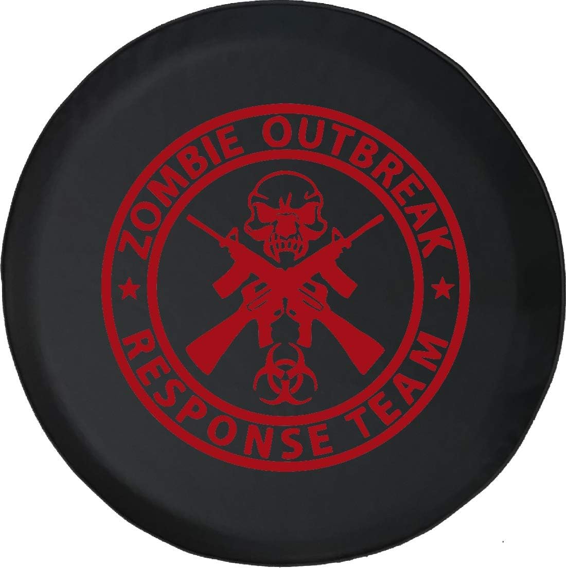 Spare Tire Cover Zombie Outbreak Response Team Skull Guns (Fits: Jeep Wrangler Accessories, Camper, RV Accessories) Size 33 Inch