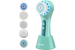 UMICKOO Face Scrubber Exfoliator,Facial Cleansing Brush Rechargeable IPX7 Waterproof with 5 Brush Heads,Electric Face Spin Brush for Exfoliating, Massaging and Deep Cleansing