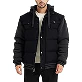 BEST SOUTH Men's Hooded Winter Coats Water Resistant Warm Thicken Insulated Full Zip Windproof Jackets with Pockets