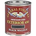 General Finishes Exterior 450 Water Based Wood Stain, 1 Quart, Black Walnut