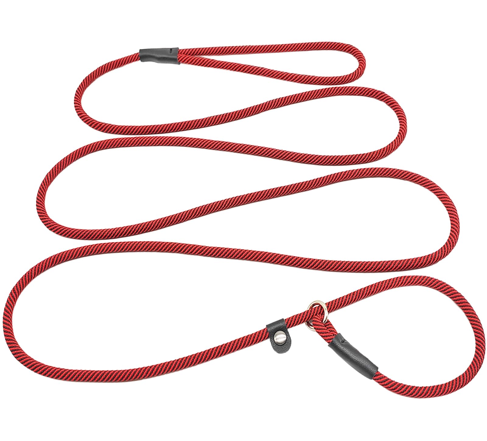 SEPXUFORE 8 FT Slip Lead Dog Leash, 1/3” Strong Rope Dog Leash, Adjustable No- Pull Small Lead for Puppy, Small and Medium Pets (red)