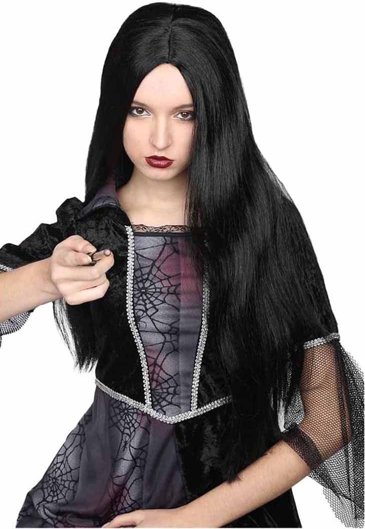 Banana Costume Long Black Witch Wig