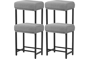 Levoberg Bar Stool Cover Rectangle Stretch Counter Height Barstool Slipcovers Rectangular Vanity Stool Cover Kitchen Counter Saddle Seat Cover for Wooden Metal Bench Set of 4 Light Gray