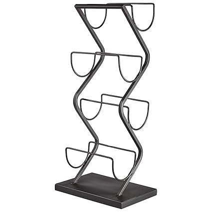 INDIAN DECOR . 25002 Contemporary Decorative Curved Metal Countertop Standing Wine Racks, 22 x 10 x 7 Inches, Black