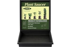 NATSUKY Square Plant Saucer 14 Inch 2 Pack, 8 10 12 14 Inch Plant Trays for Indoors Heavy Duty Plastic Flower Plants Saucers for Pots Outdoors No Holes Drip