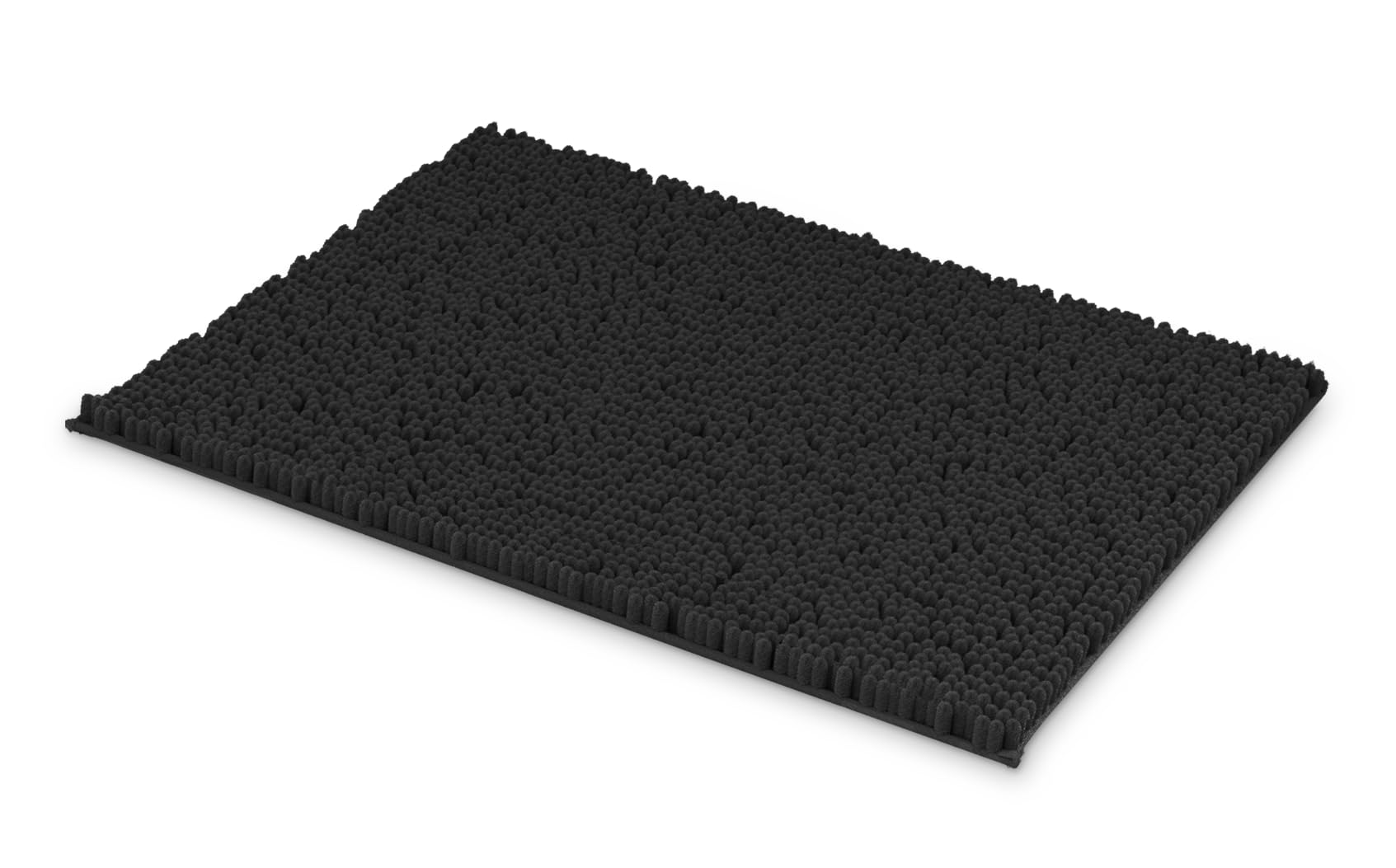 MEGAROOM Non Slip Chenille Bath Mat - Absorbent Bathroom Mat - Extra Soft Bath Mat for Bathroom - Non Slip Anti Mould with 50 x 80 cm, Machine Washable, Black