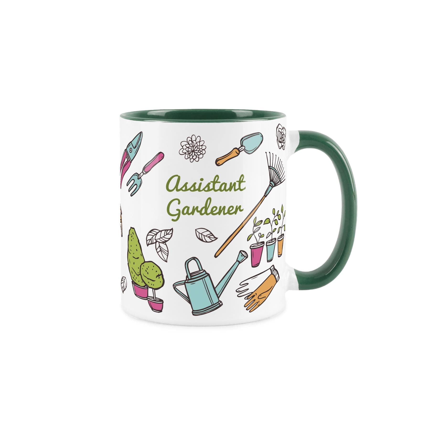 Purely Home Assistant Gardener Mug - Gardening White & Dark Green Coffee/Tea Gift 11oz