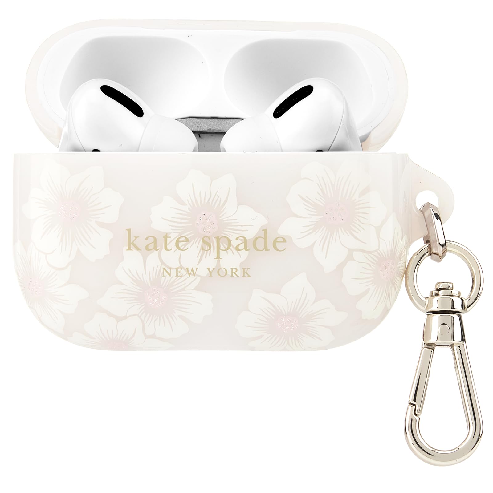 Kate Spade New York AirPods Pro Protective Case with Keychain Ring - Hollyhock Cream, Compatible with AirPods Pro 2nd/ 1st Generation Image