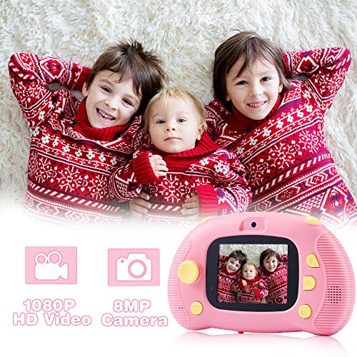 Fede Kids Digital Camera with 25 Games, Rechargeable Selfie Camera for Boys and Girls,Digital Child Camcorder with 2.4 inches Screen,HD 12MP/1080P Dual Lens,Shockproof Cameras with 32GB TF Card